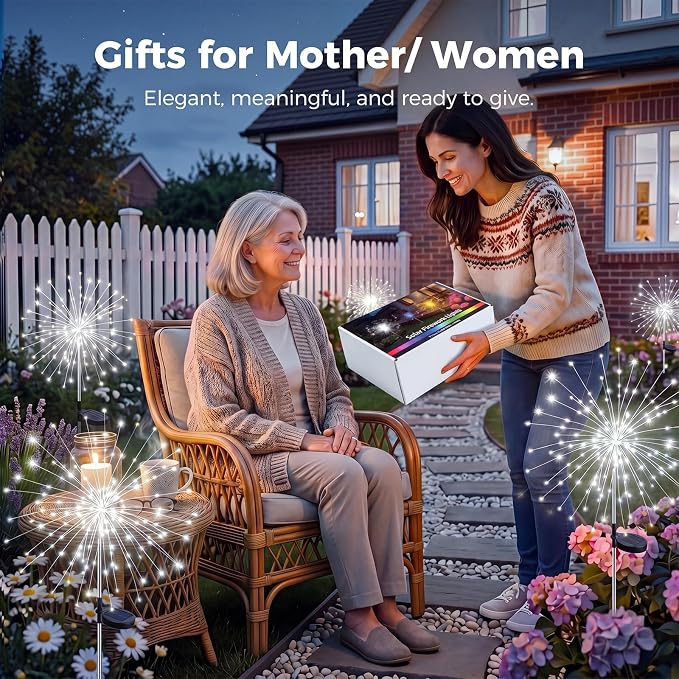 btfarm 4 Pack Solar Garden Lights Outdoor, 8 Modes Firework Lights Outside | 120LED, Waterproof Fairy Twinkle Light Solar Powered for Yard Christmas Pathway Lawn Pool Patio Decorative, Cool White
