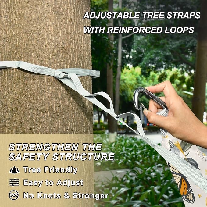 Camping Hammock Outdoor Hammocks for Outside Lemons Flowers Butterfly Beach Trees Portable Lightweight with Pockets Tree Straps Indoor
