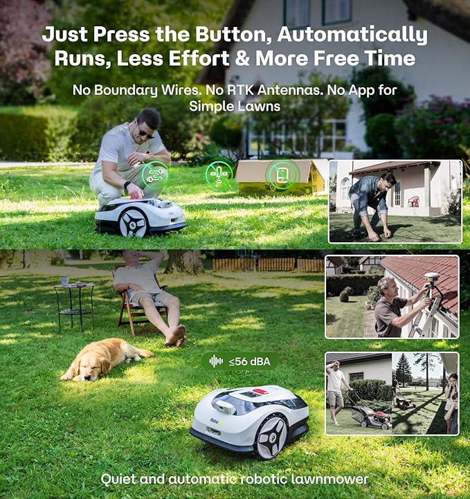 Raccoon 2 SE Robot Lawn Mower with Garage, Auto Mapping Robotic Lawnmower for 0.15 Acre with APP Control, Vision Navigation, 20°Slope, Ideal Robot Mower for Small Lawns