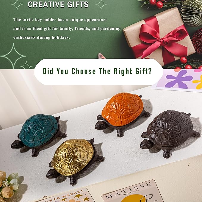 Ionela Turtle Key hiders Outside Garden Hide a Key, Brown | Decorative Hidden Key Holder for Outside, Discreet Hide a Key Rock Alternative, Outdoor Spare Key Storage Box for Garden.
