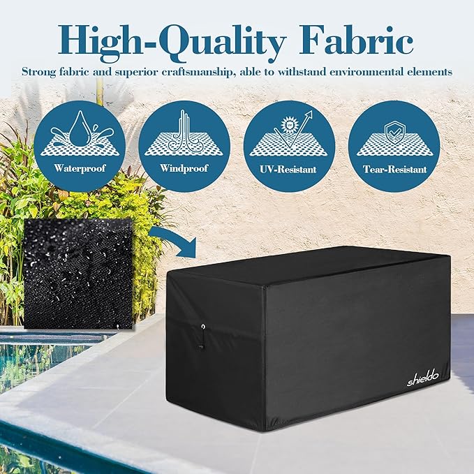 Deck Box Cover Waterproof Heavy Duty 600D Oxford Fabric,Windproof Patio Storage Box Cover for Outdoor Furniture & Water Tank,Sun-Shielding & Tear-Proof,62( L )x 25( W)x 28(H)