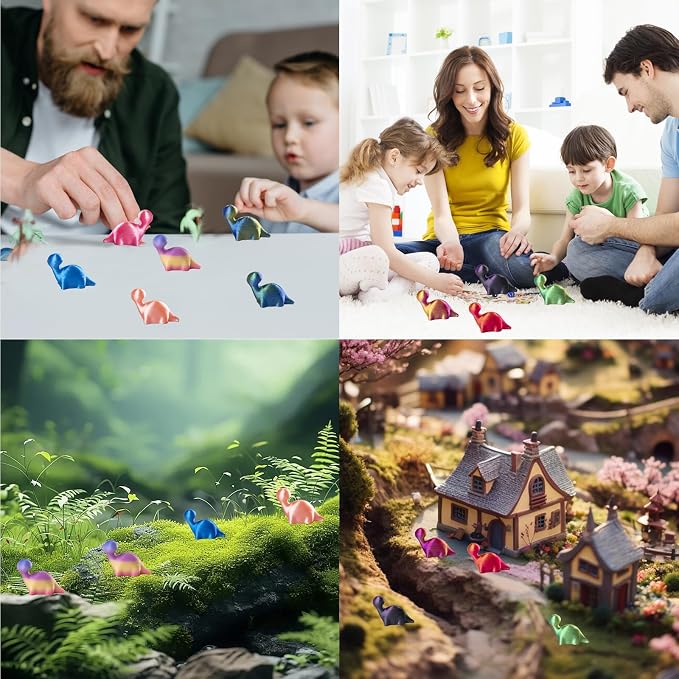 100pcs Mini 3D Printed Animals Tiny Animals Plastics Figures Miniature Little Small Dragon Figurines Bulk for Micro Fairy Garden Landscape Accessories Hide Crafts Decor Aquarium