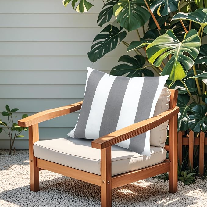 2 Pack Outdoor Throw Pillows, 18x18 Decorative Pillows with Insert, Waterproof Patio Cushions for Garden, Porch, Poolside, Soft Outdoor Pillows Decorative Pillow Covers for Indoor Outdoor