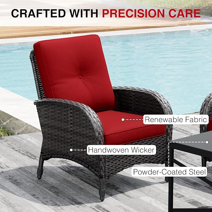 Joyside Wicker Patio Chairs, 6 Piece Rattan Outdoor Furniture with Thickened Cushions, High Back, Deep Seating, Wide Armrest, Outdoor Chairs for Porch, Deck