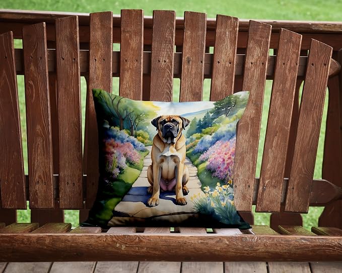 Caroline's Treasures Mastiff Spring Path Throw Pillow Machine Washable, Indoor Outdoor Decorative Pillow for Couch, Bed or Patio, 14Hx14W