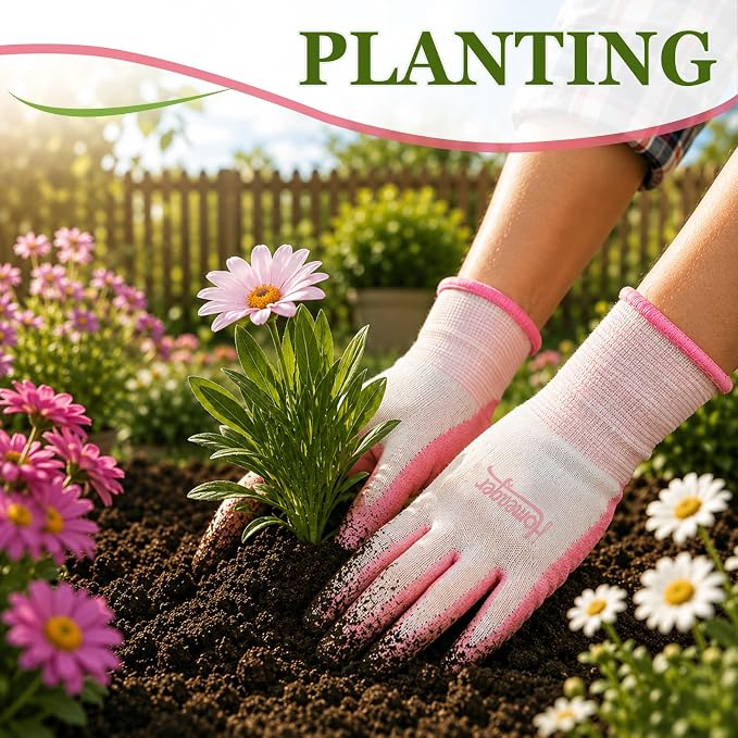 Womens Garden Gloves, Small Work Gloves With Grip, Breathable Yard Gloves | Durable Yard Work Gloves, Rubber-Coated Landscaping Gloves for Weeding, Planting, Lawn Care, Outdoor Work and Warehouse Tasks