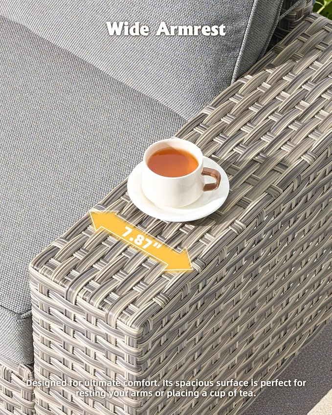 Outdoor Sectional Patio Furniture Set,5 Pieces Wicker Conversation Sets L Shaped Couch,Extra Deep Out Door Sofa Outside Furniture,Dark Gray