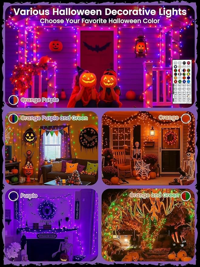 500LED Smart RGB Color Changing String Lights 177FT Orange Fall Light App | Music Sync, Multi Colors and Modes, Timer, Waterproof Twinkle Light Outdoor with Remote for Christmas Halloween Fall Decor