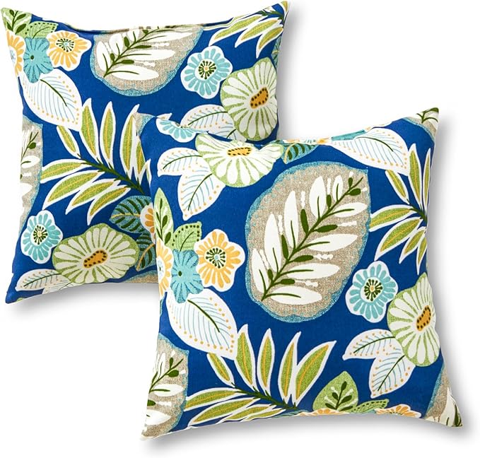Greendale Home Fashions Outdoor 17-inch Square Decorative Throw Pillow, 2-Pack, Magnolia Floral