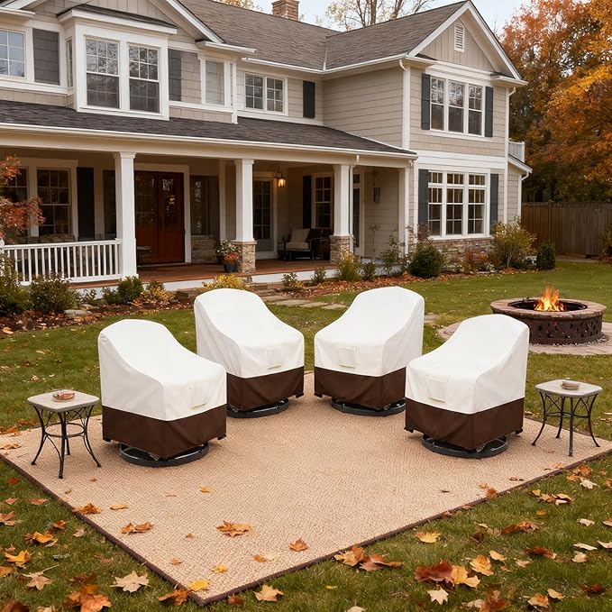 Bitubi Waterproof 4 Pack Outdoor Swivel Chair Cover for Patio Chair Size Up to 33W x 35D x 38.5H inch,Outdoor Lawn Patio Furniture Covers (Brown)