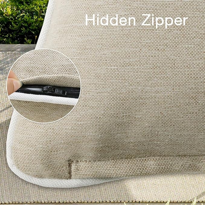 Unimatta Decorative Outdoor Water Repellent Throw Pillows with Inserts, Set of 4, 20" x12" Pillows for Patio, Backyard, Bed, Couch, and Patio Furniture, Tan