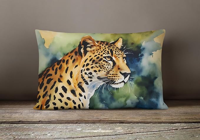 Caroline's Treasures DAC2948PW1216 Leopard Throw Pillow Machine Washable, Indoor Outdoor Decorative Pillow for Couch, Bed or Patio, 12HX16W