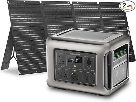 ALLPOWERS R2500 V2 Solar Generator Kit with 200W Panel: 1920Wh LiFePO4, 2500W AC Output, 2x100W USB-C PD Fast Charging, 80% Charge in 1 Hour, for Home Backup Camping RV Off-Grid
