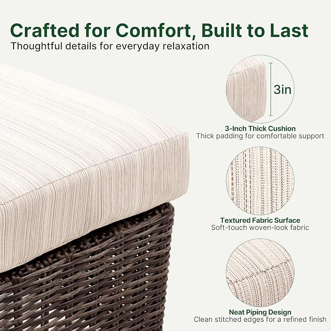 Wicker Patio Conversation Set, Outdoor Patio Chair Set with Deep Seating, Wide Armrests & Thick Cushions, All-Weather Outdoor Furniture Set for Patio, Porch, Deck & Backyard