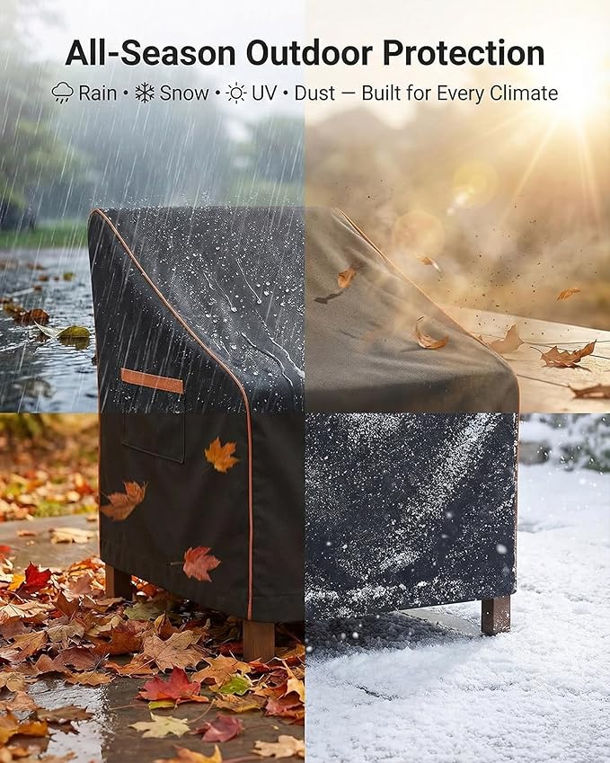Outdoor Waterproof Patio Chair Covers, Heavy Duty Oxford Coating Weather Resistant Patio Furniture Covers 600D 28W x 35D x 36H inches 2-Pack, Black