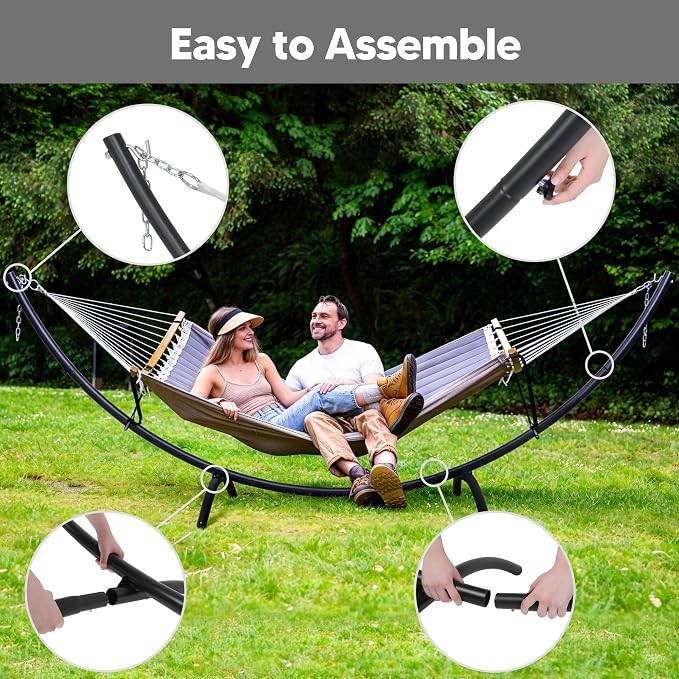 SUNCREAT Hammocks Standing Patio Hammock, Portable Hammock with Stand Foldable, Patent Pending, Dark Gray