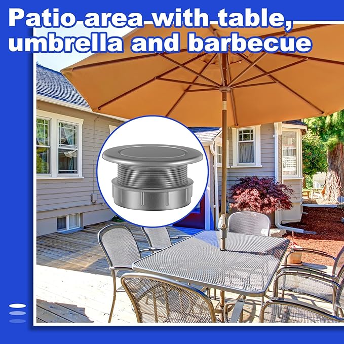 2 Sets Patio Table Umbrella Hole Ring Plug Cap Set, Outdoor Parasol Table Hole Cover Insert Thicker Patio Plug Ring for Outdoor, Yard, Garden(Gray)
