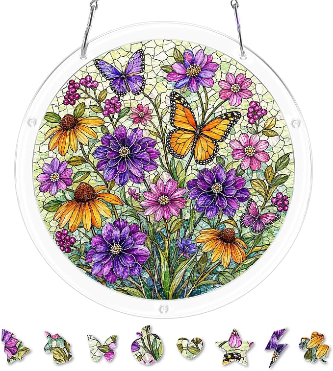 Acrylic Puzzle Suncatcher, Sun Catchers Puzzle for Window Hanging | 7.4 Inch Garden Spirit DIY Suncatcher Puzzle for Adults, Ideal Gifts for Women, Men, Wife, Mom, Home & Garden Decor