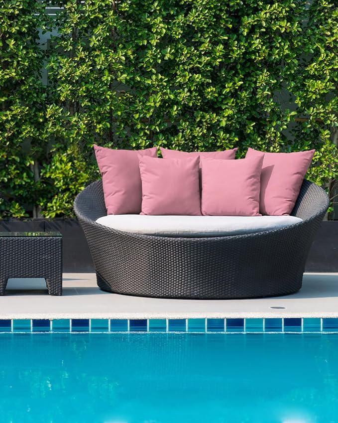 Outdoor Waterproof Throw Pillows Minimalist Solid Pure Pink Patio Pillows,Decorative Pillow Covers with Insert,Pillow Cushion Case for Garden Couch Sofa Unadorned Single Color Art
