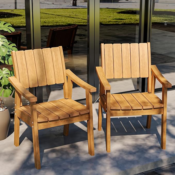 ZHUSI Outdoor Dining Set for 6 HDPE (Teak, 2 Chairs)
