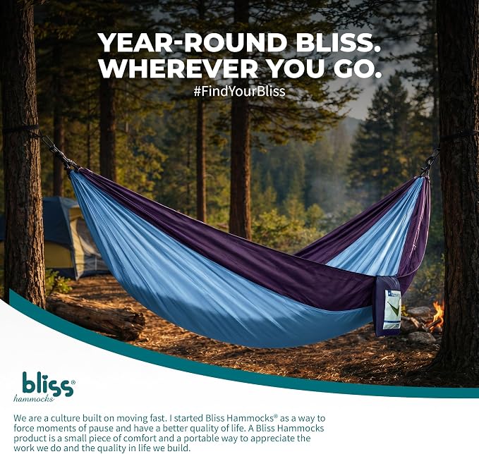 Bliss Hammocks BH-406XLS-N-RB Hammock in a Bag w/ Mosquito Net & Adjustable Tree Straps, 54-in. Wide, Weather & UV Resistant, 350 Lb. Capacity (Royal Bliss)
