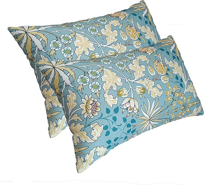 ADLIVWYD Lumbar Pillows for Indoor Outdoor uses,Waterproof Removable Cover with Zipper Outdoor Pillows Set of 2 for Patio Furniture,12×20 Inch (Teal Floral)