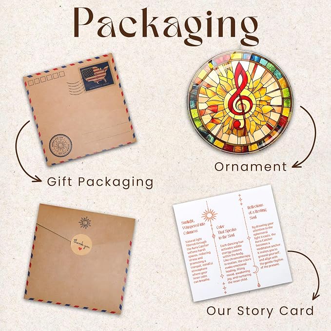 Music Treble Clef Acrylic Suncatcher Boho Piano Suncatchers for Window Hanging Ornament Stained Glass Effect Art Garden Decor for Music Lover, Gifts for Mother's Day, Mom, Grandma, Wife, Women, Nana