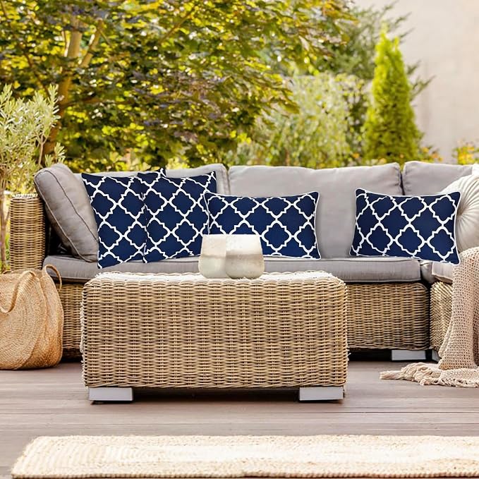 JMGBird Outdoor Patio Pillows Blue Outdoor Pillows Waterproof Throw Pillow | 18x18 Water-Repellent Throw Pillows with Insert Decorative Pillows for Home Furniture Patio