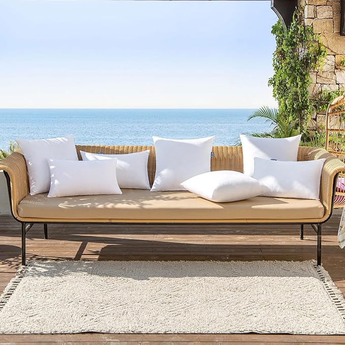 MIULEE 18x18 Inch Outdoor Pillow Insert Throw Pillow Insert | Water-Resistant Premium Outdoor Pillow Stuffer Sham Square for Couch Sofa Patio Furniture Cushion Porch Swing