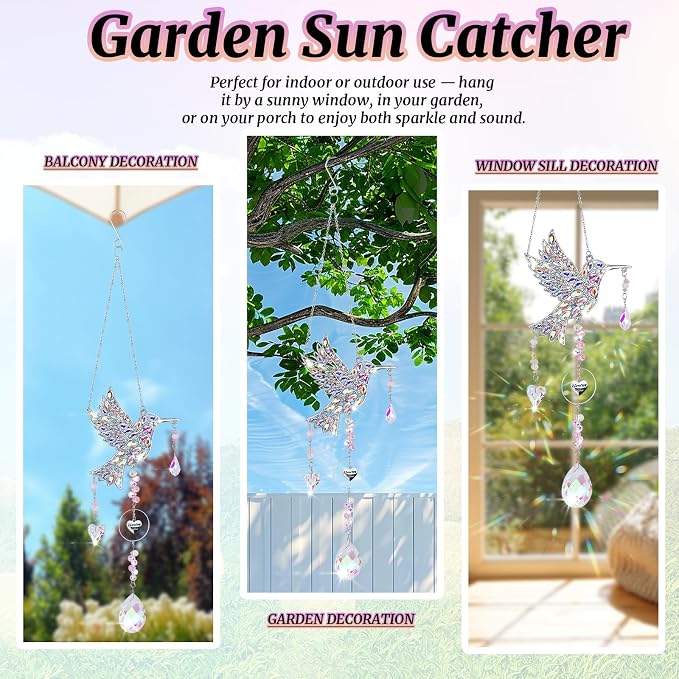 Mom Birthday Gifts from Daughter - Mom Gifts for Mother's Day Birthday - Sun Catchers Indoor Window Hummingbird Gift for Women Bird Lovers Mother Grandma Outdoor Garden Home Decor