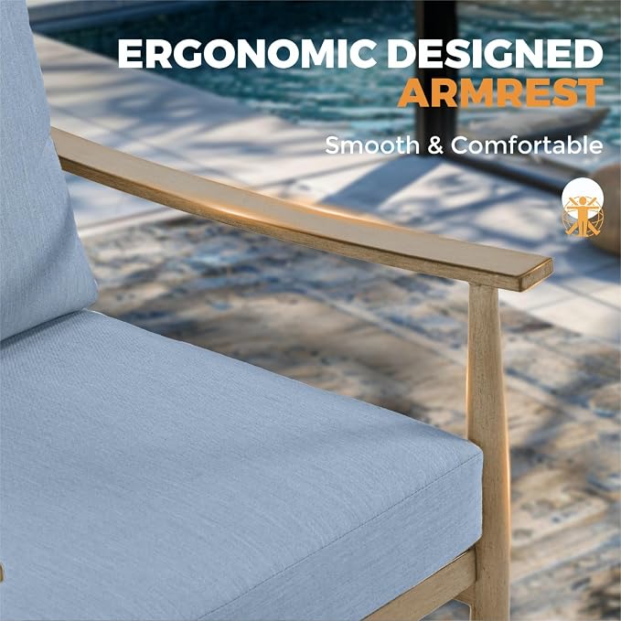 HAPPATIO Outdoor Furniture Set - 5 Piece Aluminum Patio Conversation Set with 1 Coffee Table, 2 Armchairs, Loveseat and 3-Seat Sofa, Aluminum Patio Furniture Set for Backyard Deck Poolside (Brown)