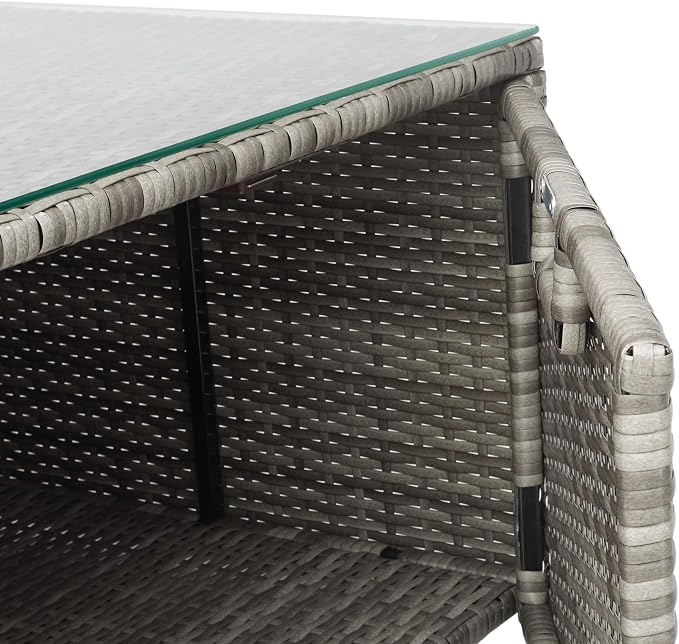 SAFAVIEH Outdoor Collection Helga Grey/Grey Wicker Conversation Patio Set
