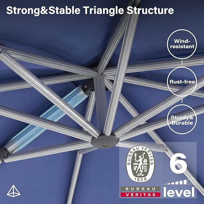 LAUSAINT HOME Cantilever Patio Umbrella, 360° Rotating Offset Umbrella with Aluminum Frame, Large Square Sunshade for Backyard, Pool, Deck, Lawn (Square, Khaki)