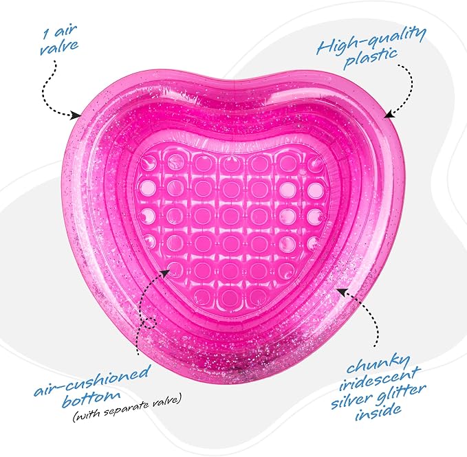 ArtCreativity Sparkly Inflatable Kiddie Pool, 3 Levels, Transparent with Silver Glitter and Cushioned Bottom, Outdoor for Backyard, Toys for Kids