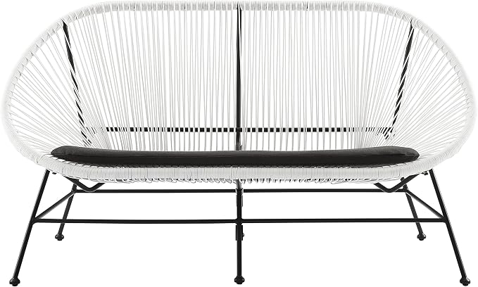 Linon Charleston White Woven Hammock Style Outdoor Loveseat