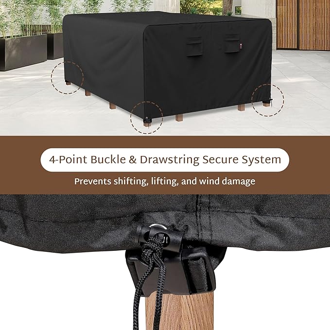 iBirdie Outdoor Patio Furniture Set Covers 110 x 56 inch fit 4 x 9 ft, 56, 54, 52 inch Wide, 110, 108, 106 inch Long Outside Dining Table and Chairs, Waterproof Weatherproof Cover, Heavy Duty 600D