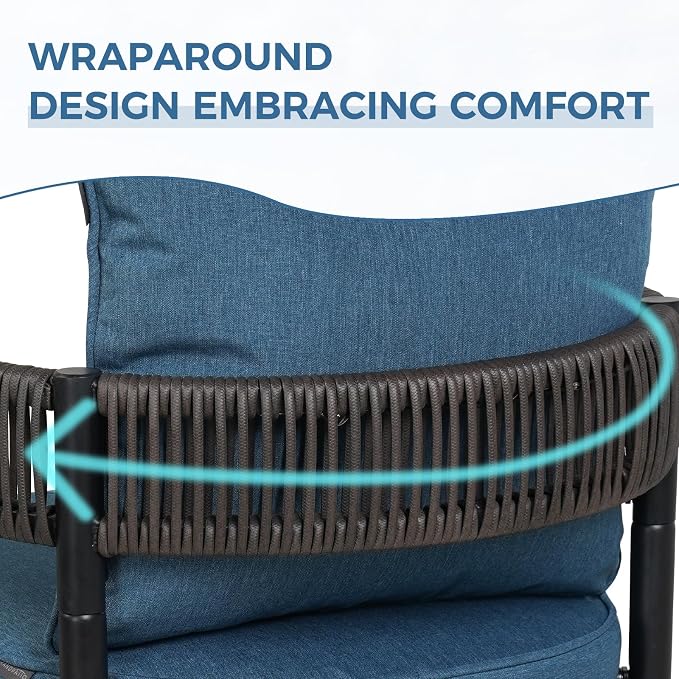 Grand patio 5-Piece Outdoor Dining Set for 4 with 1 Rectangle Expandable Table for 4-6 Person, Metal Woven Wicker Swivel Patio Chairs with Thickened Cushions for Yard, Poolside (Brown)