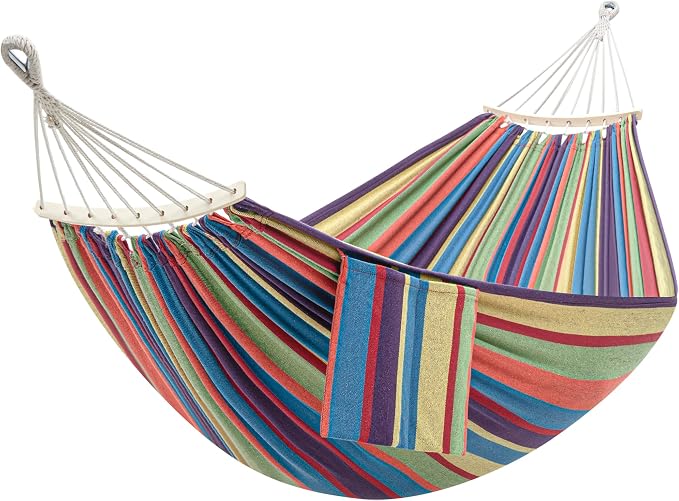 GAFETE Double Hammock for Outside with Tree Straps, Replacement for Stand（Classic Red, Large）