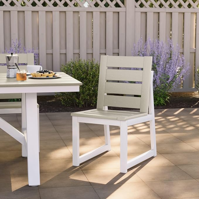 Costaelm Stinson Outdoor Patio HDPE Dining Side Chair, Sand