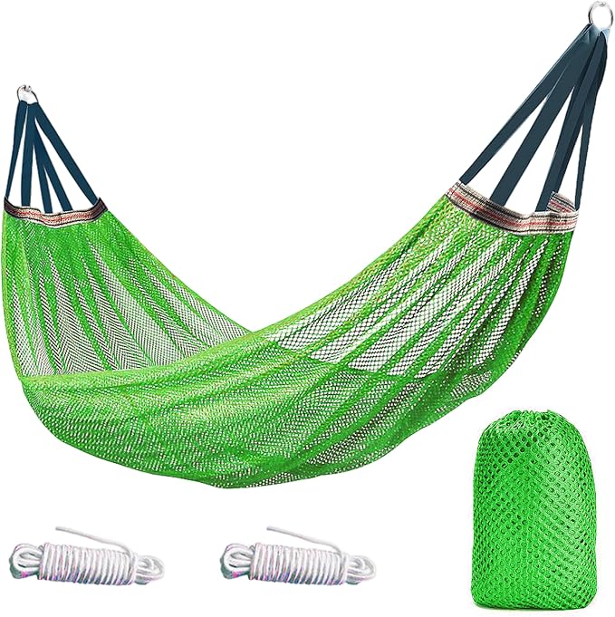 Camping Hammock Lightweight Portable, Anti-roll Breathable Mesh Outdoor Hammock with Tree Straps & Carry Bag, Green (102.36x51.18in)