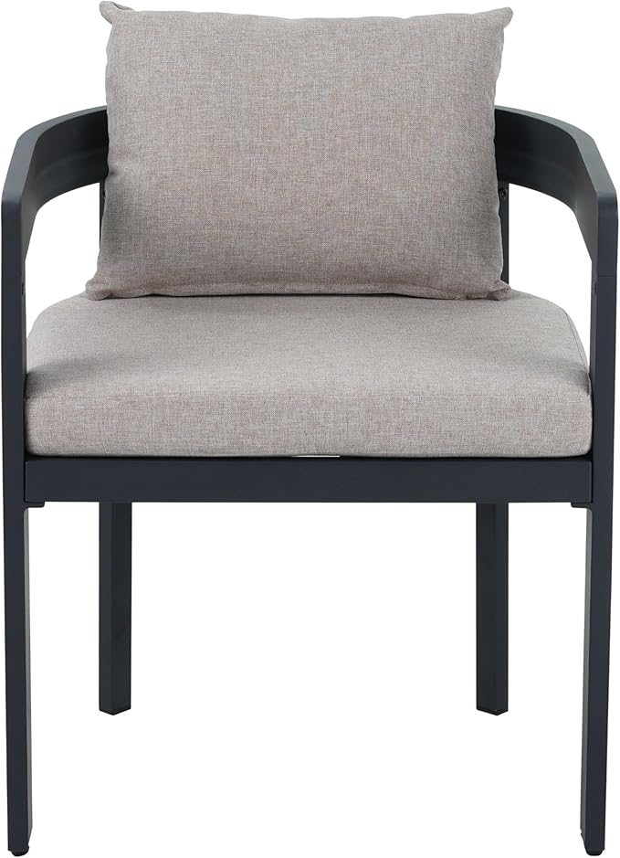 Christopher Knight Home Pusla Acacia Wood Patio Dining Set for 4, Wood&Metal Outdoor Dining Table Set for 4, Round Dining Table and Chairs Set of 4 with Cushion, Teak+Grey+Black