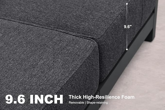 PURPLE LEAF Patio Furniture Set Enclosed Outdoor Couch with 9.6" Thick Cushion and Soft Pillows 11 Piece Outdoor Sectional Sofas with Table Modern Outdoor Conversation Sets for Yard Porch Deck, Grey