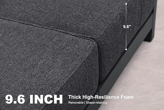 PURPLE LEAF Patio Furniture Set Open-End Outdoor Couch with 9.6" Thick Cushion and Soft Pillows 7 Piece Outdoor Sectional Sofas with Ottoman Modern Patio Conversation Sets for Yard Porch Deck, Grey