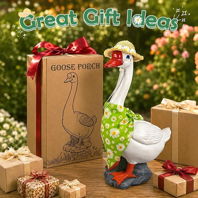 20Inch Resin Porch Goose Statue-Large Porch Goose Statue Decor for Lawn,Yard,Garden.Duck Decor,Indoor and Outdoor-Farmhouse Style Animal Sculpture