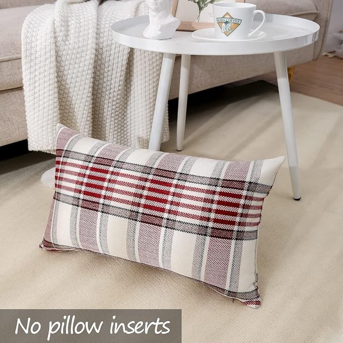 Winter Holiday Red Christmas Plaid Lumbar Pillow Covers 12x20 Set of 2 | Winter Holiday Red Christmas Plaid Lumbar Pillow Covers 12x20 Set of 2