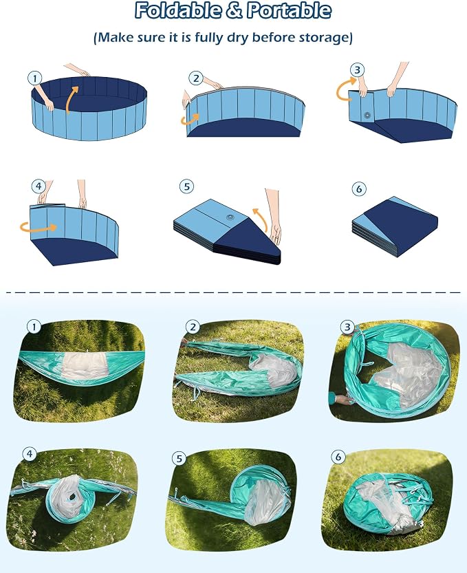 Jasonwell Kiddie Baby Pool with Canopy - Foldable Infant Toddler Kids Pool with Shade Baby Beach Essentials Tent Swimming Wading Pools for Toddlers 1-3 + Kids Dogs Ball Pit Backyard Water Play G, 79"