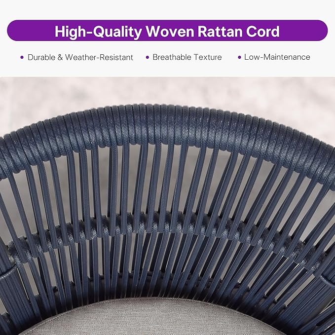 PURPLE LEAF 7 Pieces Outdoor Dining Set All Weather Wicker Patio Dining Set with Rectangular Aluminum Table and Modern Armrest Dining Chairs for Garden Deck Backyard Kitchen, Grey