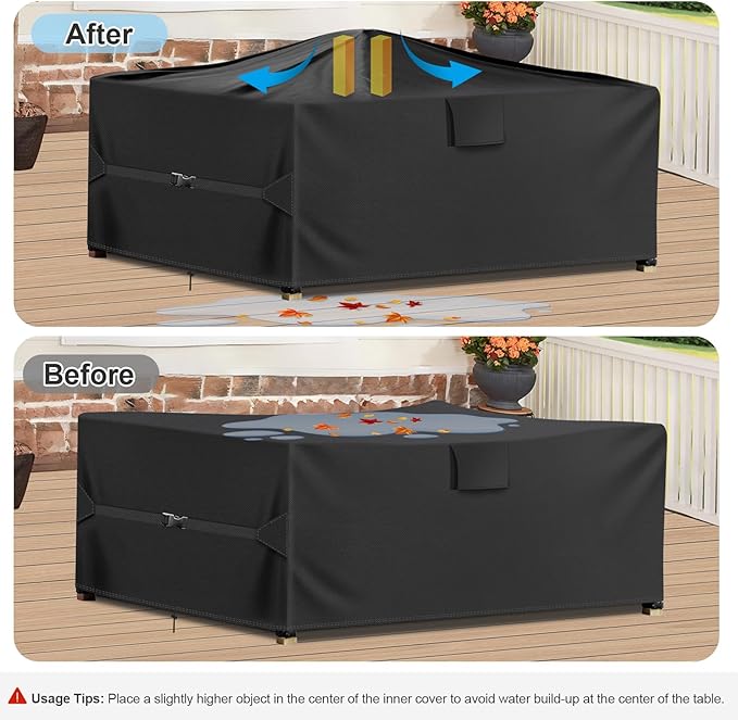 Patio Furniture Set Cover, 111"L X 74"W X 28"H, 600D Outdoor Furniture Covers Waterproof, Rectangular Heavy Duty Patio Table and Chair Set Cover, Outdoor Sectional Sofa Couch Set Cover, Black