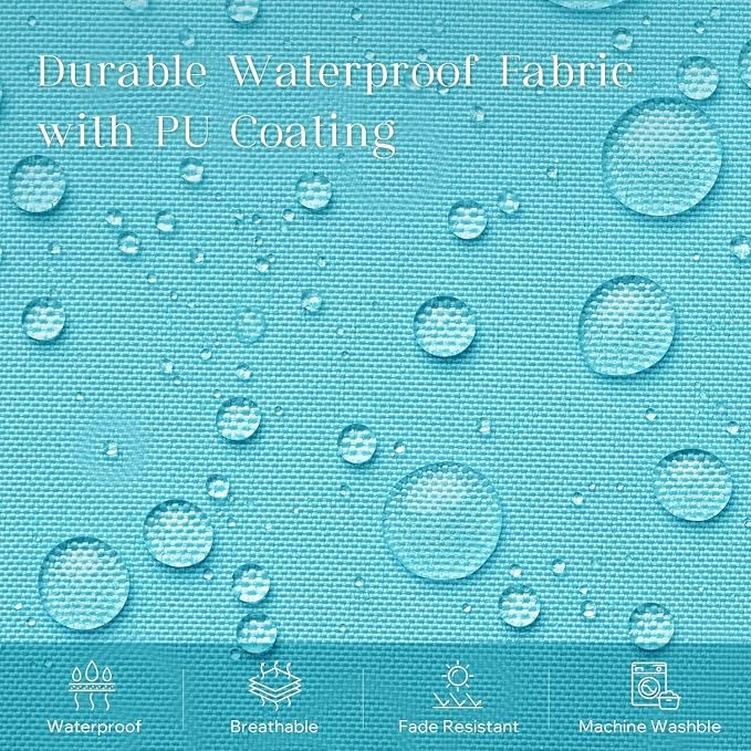 Phantoscope Pack of 2 Outdoor Waterproof Throw Pillow Covers with Contrast Piping, Decorative Square Cushion Case Patio Pillows for Couch Tent, Sky Blue 12x20 inches