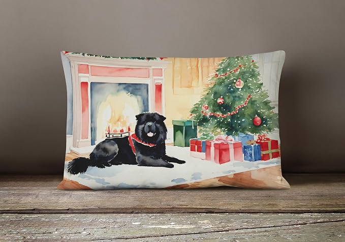 Caroline's Treasures DAC2633PW1216 Chow Chow Cozy Christmas Throw Pillow Machine Washable, Indoor Outdoor Decorative Pillow for Couch, Bed or Patio, 12HX16W
